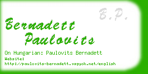 bernadett paulovits business card